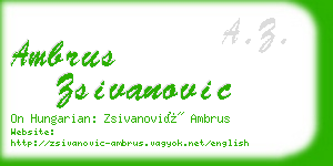 ambrus zsivanovic business card